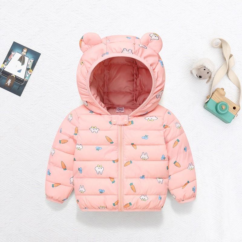 Kids Winter Lightweight Cartoon Hooded Cotton Puffer Jacket Toddlers 1-3 Years