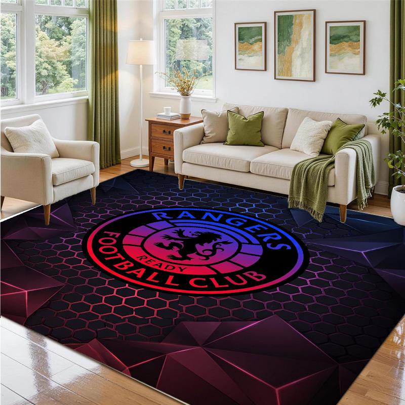 Rangers FC Design Crystal Velvet Rug Soft Decorative Mat for Bedroom Entrance