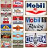 Vintage Gulf ESSO Mobil Racing Metal Tin Sign Wadhams Gasolines Motor Oil Garage Service Wall Decor Art Poster Wall Plaque YL055
