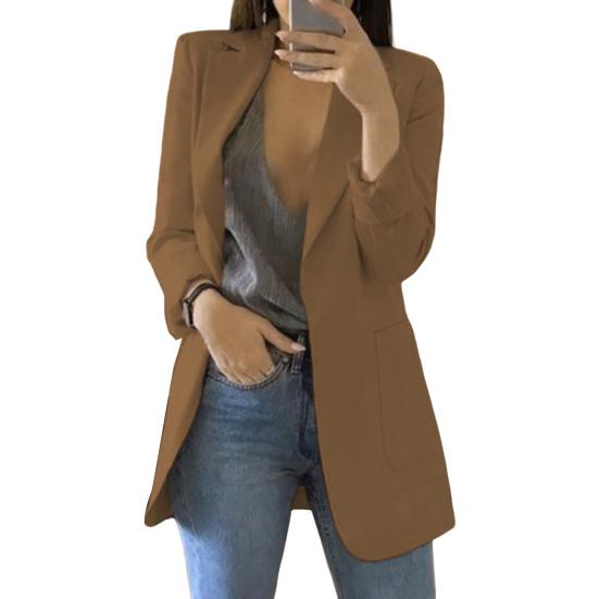 Women Suit Coat Lapel Long Sleeve Open Front Suit Jacket Solid Color Urban Style Spring Autumn Business Outerwear