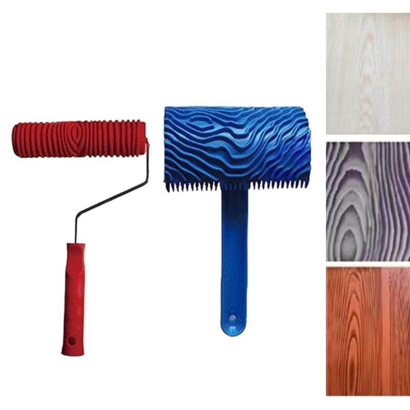 Текстурный ролик из каучукового дерева с реалистичным узором, инструмент для тиснения и покраски для легкого создания настенного искусства и декора дома