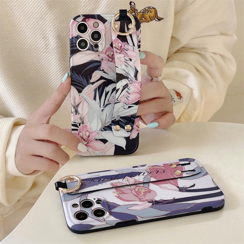 Чехол для iPhone с ремешком Orchid Flower — совместим с XS Max, 15 Pro, 14/13, XR, 12, 11