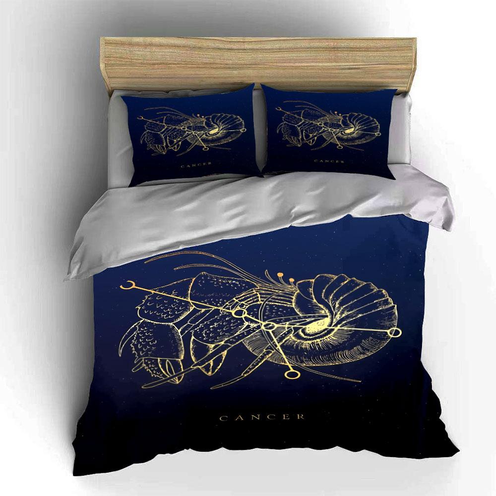 Zodiac Cancer Bedding Set Bedding Duvet Cover Set Duvet Cover Pillowcases (1 * Duvet Cover 2 * Pillowcases, without duvet insert)