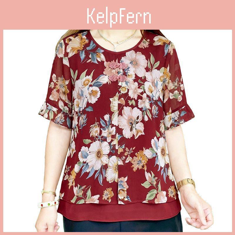 Round Casual Zanzea Neck Women Short Sleeve Floral Print Blouse