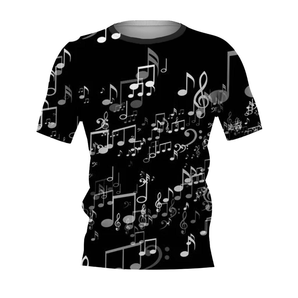 Мужская футболка с принтом ретро 3D ноты мужская одежда повседневная с коротким рукавом уличная дизайнерская футболка свободного покроя мужская одежда