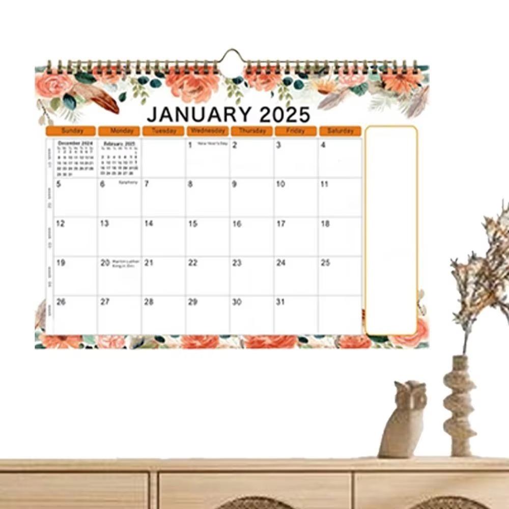 Настенный календарь 2025 года, 18 ежемесячных подвесных календарей, портативный настенный планировщик для домашнего офиса