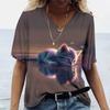 Летняя женская футболка AI Orange Cat Print Casual Short Sleeve 3d T Shirts Fashion Streetwear Crew Neck Pullover Female Clothing