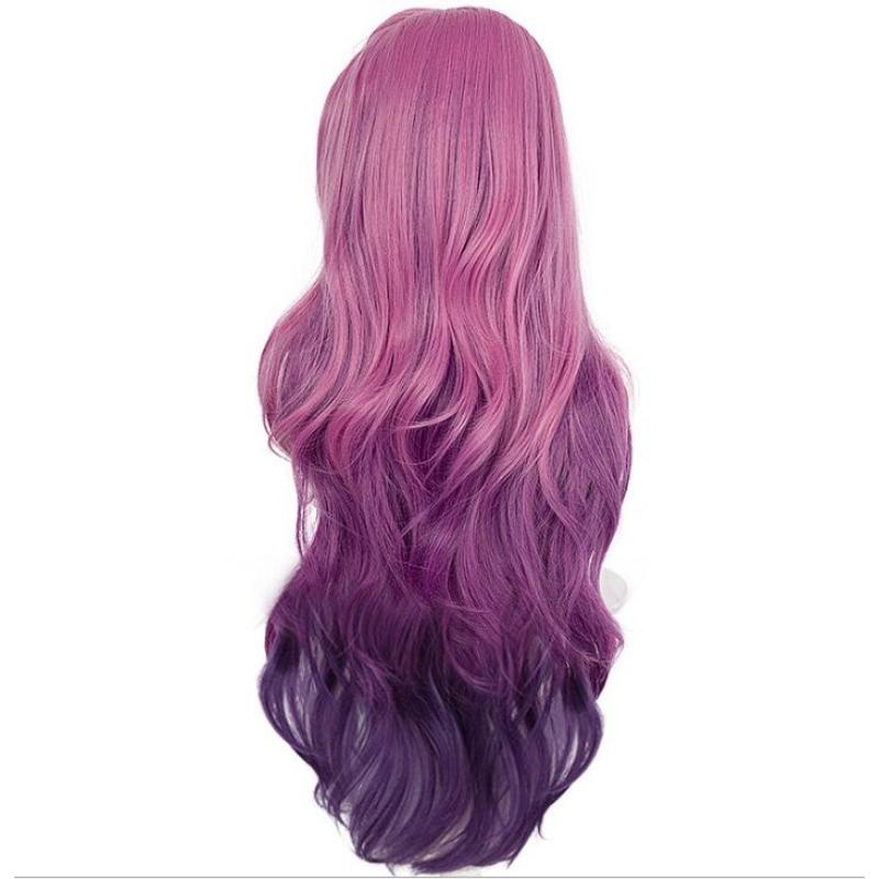 Аниме-игра, вьющийся парик с волной серафина, карнавальный костюм KDA, термостойкие синтетические волосы, женские розовые, смешанные, фиолетовые, длинные парики