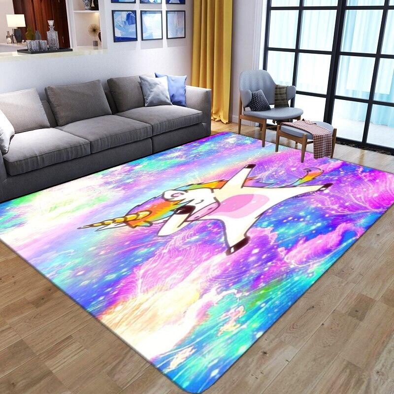 3D розовый ковер с единорогом для комнаты для девочек, детский коврик для гостиной, коврик для спальни, ковер для балкона, детский коврик для прихожей, напольный коврик