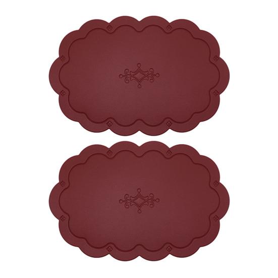 2 Pcs Leather Placemats with Embossment Design No-Slip Heat Resistant Table Mats