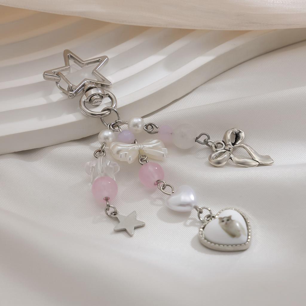 Модный брелок с подвеской в виде цветка, звезды, банта, клубники, студенческая женская сумка, рюкзак, брюки, цепочка, аксессуары