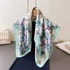 Printed Imitation Silk Floral Plaid Silk Scarf Square Scarf High-End Shawl Versatile Neck Small Square Scarf Headscarf