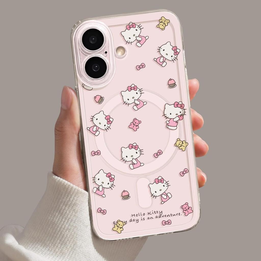 Магнитный чехол для телефона с кошкой для iPhone 17/16/15/14/13 Pro - Милый дизайн для девочек