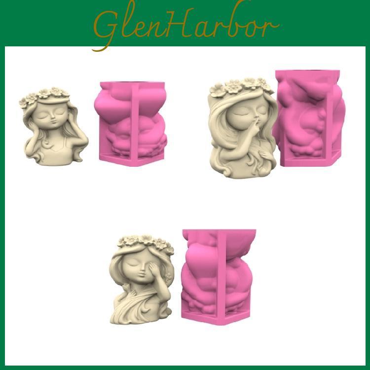 Silicone Craft Food Mold Grade For Unique Plant Pots Adorable Girl Design Flexible Diy Art Project Essential Tool