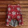 Women's Christmas Print Lightweight Sweater Casual Long Sleeve Knitted Pullover