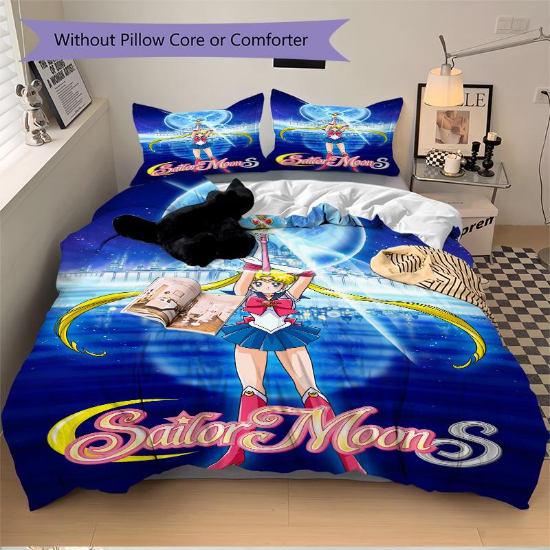 Sailor Moon S Adventure Print 3Pcs Bedding Setduvet Cover With 2 Bedropillowcase Home Birthday Gift