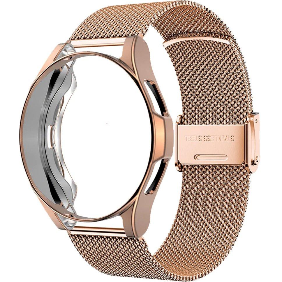 Bracelet + Case with Screen Protector for Samsung Galaxy Watch 5 40mm, Rose Gold