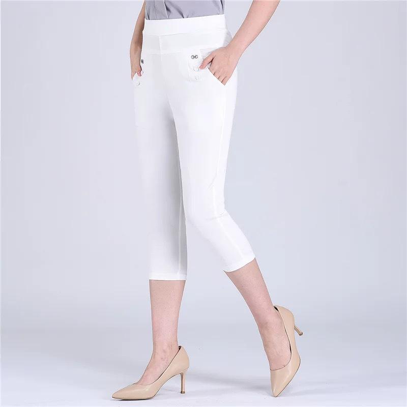 Льняные женские летние брюки с эластичной талией — повседневный стиль для мам среднего и пожилого возраста