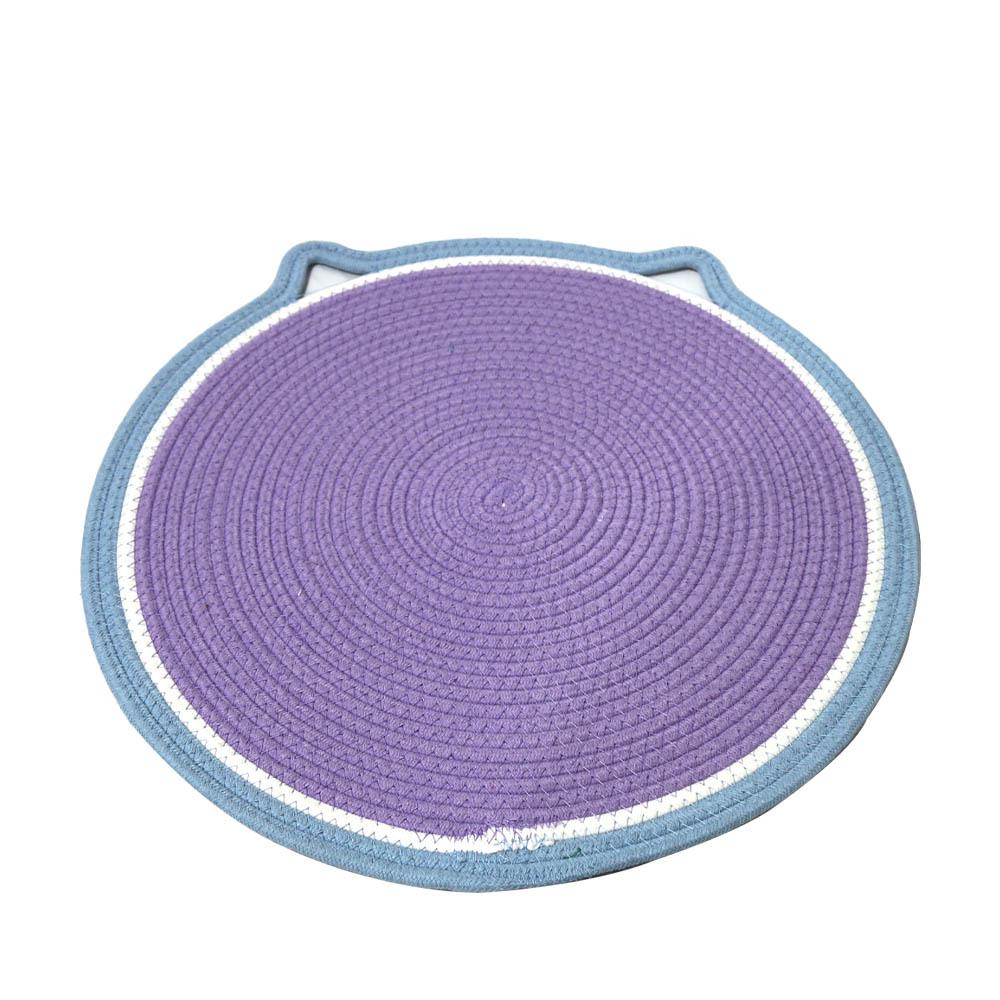 Круглая хлопковая веревочная лежанка и коврик-когтеточка для кошек, сотканная вручную - устойчивая к царапинам и износу для всех сезонов