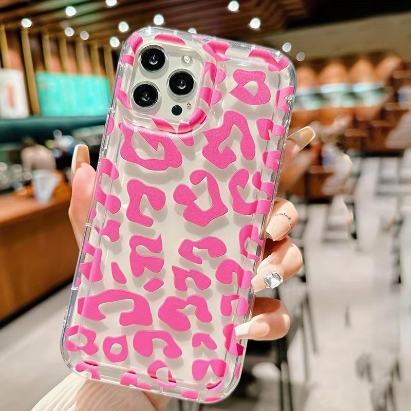 Мягкий прозрачный чехол для телефона с узором "Розовый леопард" для iPhone 17 16 15 14 13 12 11 Pro Max XS X XR 15 16 Plus 17Air