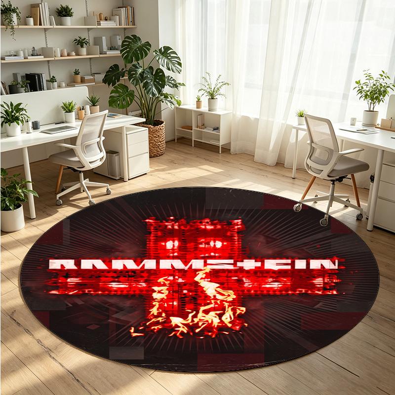 Круглый ковер из кристаллического велюра с принтом Rammstein, мягкий, нескользящий, для спальни, праздничный подарок