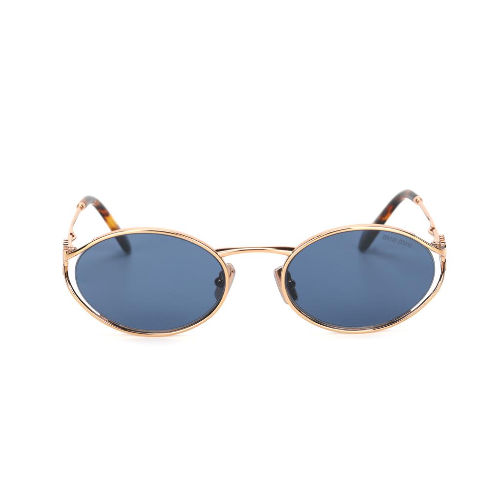 Miu Miu Logo Cutout Design Metal Oval Sunglasses Women sunglasses Rose-Gold SMU52YEZVFF01V1C054