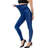 Skinny Workout Leggings Pencil Pants Female Faux Denim Bead Design Running Leggins Slim High Waist Elastic Seamless