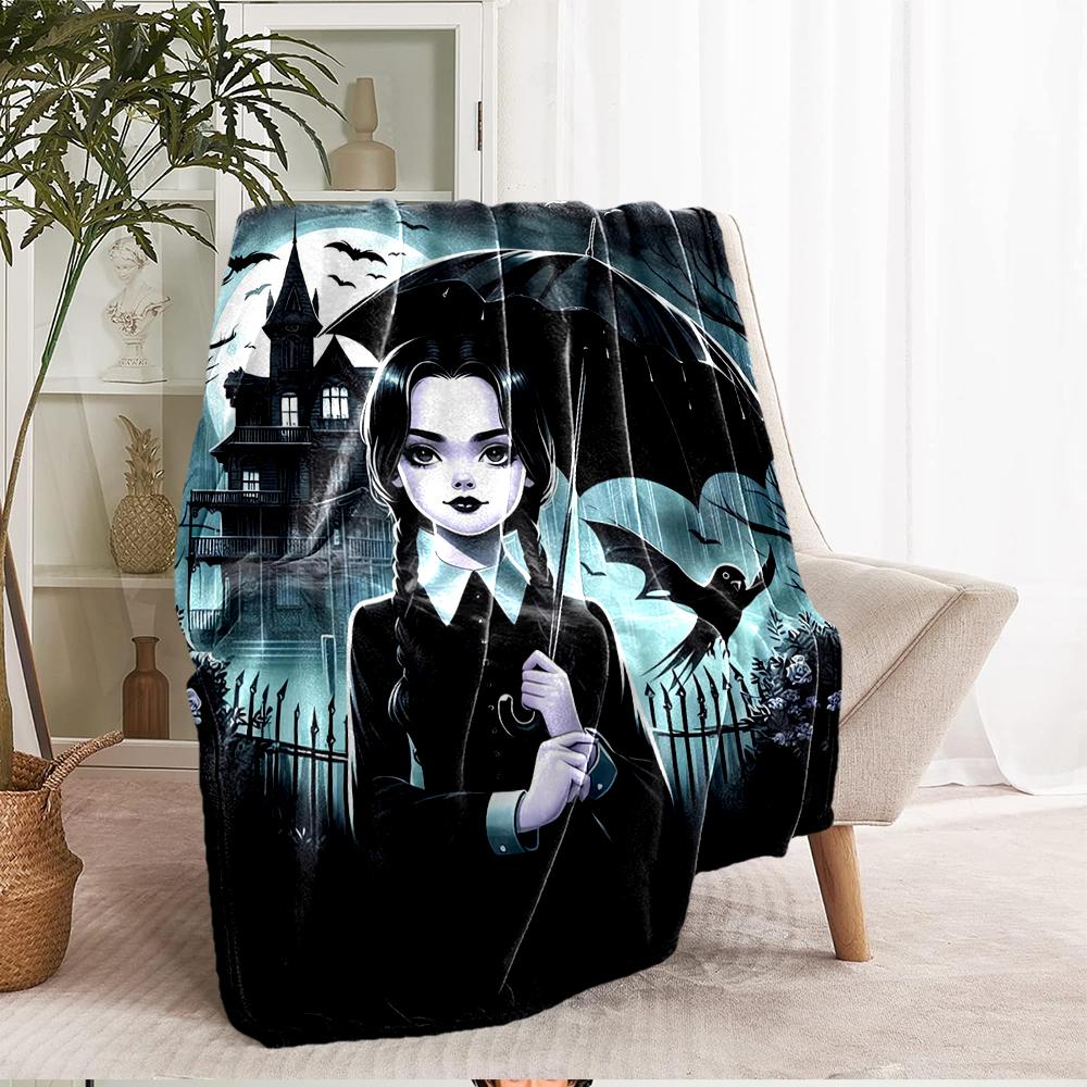 Wednesday Theme Printed Blanket - Perfect for Couch, Bed, Travel & Outdoor Use | Machine Washable, Cozy & Durable.