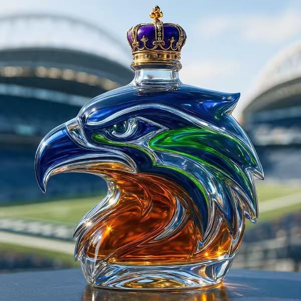 Бутылка для виски Seattle Seahawks из боросиликатного стекла Бутылка для виски в форме головы Seahawk