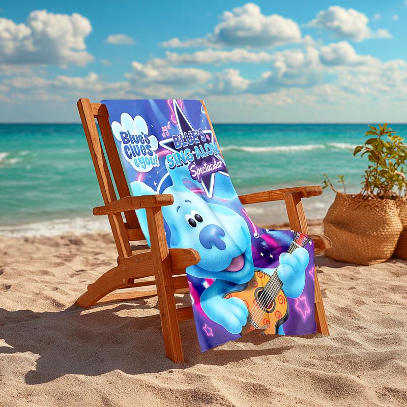 1pc Pistas da Blue Blue’s Clues3 Beach Towel, Comfortable and Thick, and Swimming/Bath/Picnic/Camping Towel, Suitable for Seaside Beaches