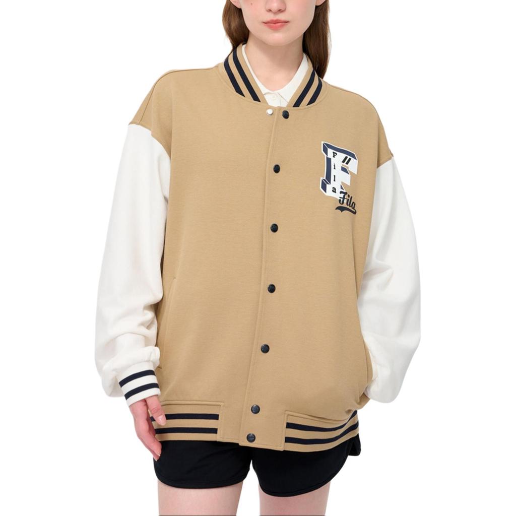 FILA FUSION Baseball Jackets Unisex Maple Leaf Brown Baseball Collar Moderate T11U432701FDK