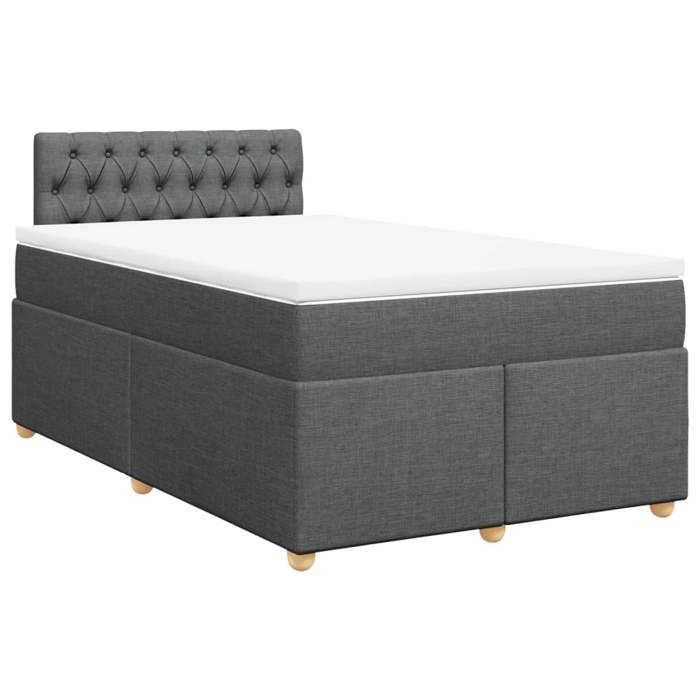 Maison Exclusive - Sommier à lattes de lit avec matelas Gris foncé 120x200cm Tissu