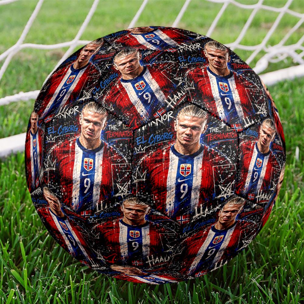 1pc Haalands Soccer Triumph Size 5 Soccer Ball PVC Football Sports Matches Training Outdoor Games Beach Elastic Balls 07e116