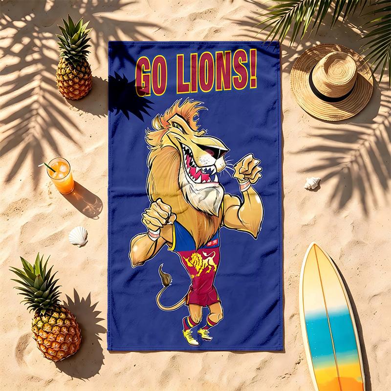 Brisbane Lions (5) Theme Beach Towel Sand Resistant Soft And Comfortable Suitable For The Pool Camping Yoga And Diving A Travel Essential