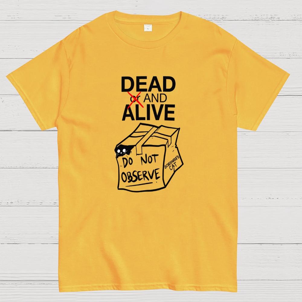 Schrödingers Cat Dead and Alive Halloween Cotton Summer Casual Cool Loose T-Shirt