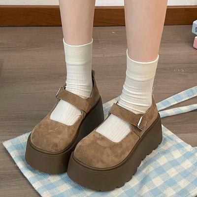 Модные офисные белые туфли Мэри Джейн на платформе с круглым носком, женские, новые 2025, весна-осень, французские универсальные туфли на низком подъеме