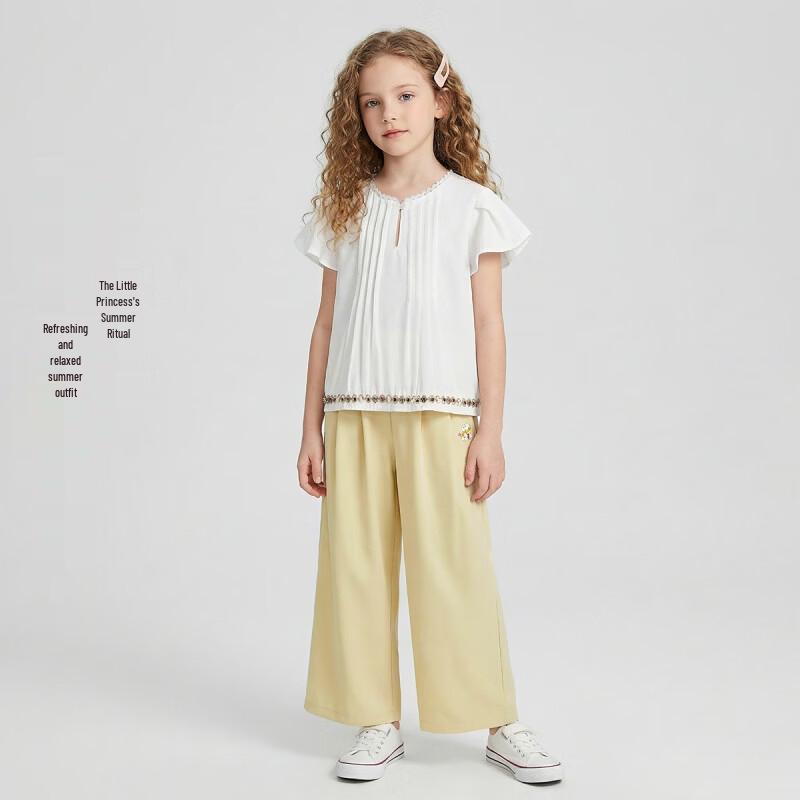 Snoopy Girls' Summer Fly-Sleeve Top & Wide-Leg Pants Set