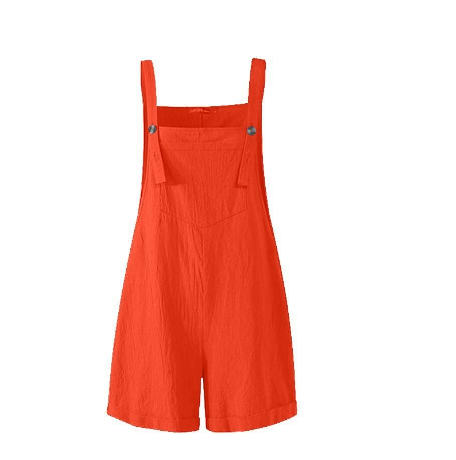 Women Jumpsuit Loose Style Overalls Solid Color Square Collar Playsuits Sleeveless Rompers Summer Casual Clothes