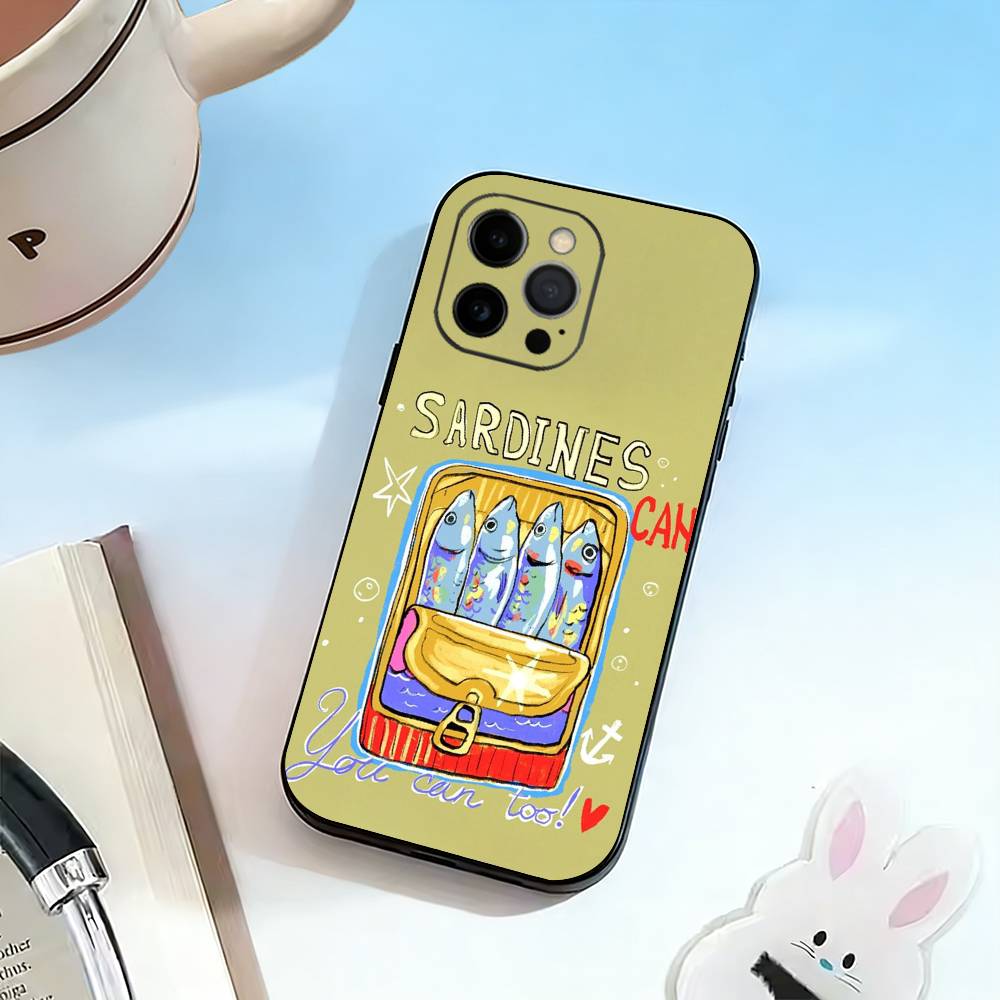 Чехол для телефона "Сардина" Силиконовый Мягкий Для IPhone 17 16 15 14 13 12 11 X XR Plus Pro Max Plus