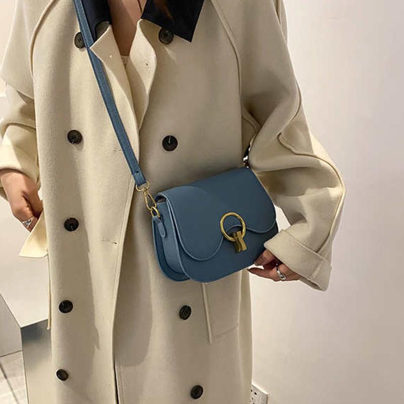 Винтажная маленькая сумка через плечо с клапаном из искусственной кожи, модная осенняя однотонная универсальная сумка через плечо