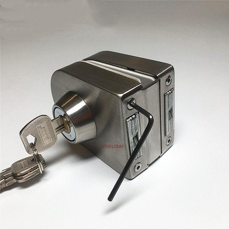 Office and Shop Security Hook Lock Non-drilled Glass Door Lock Thickened Stainless Steel Glass Door Locks Door Hardware Fittings