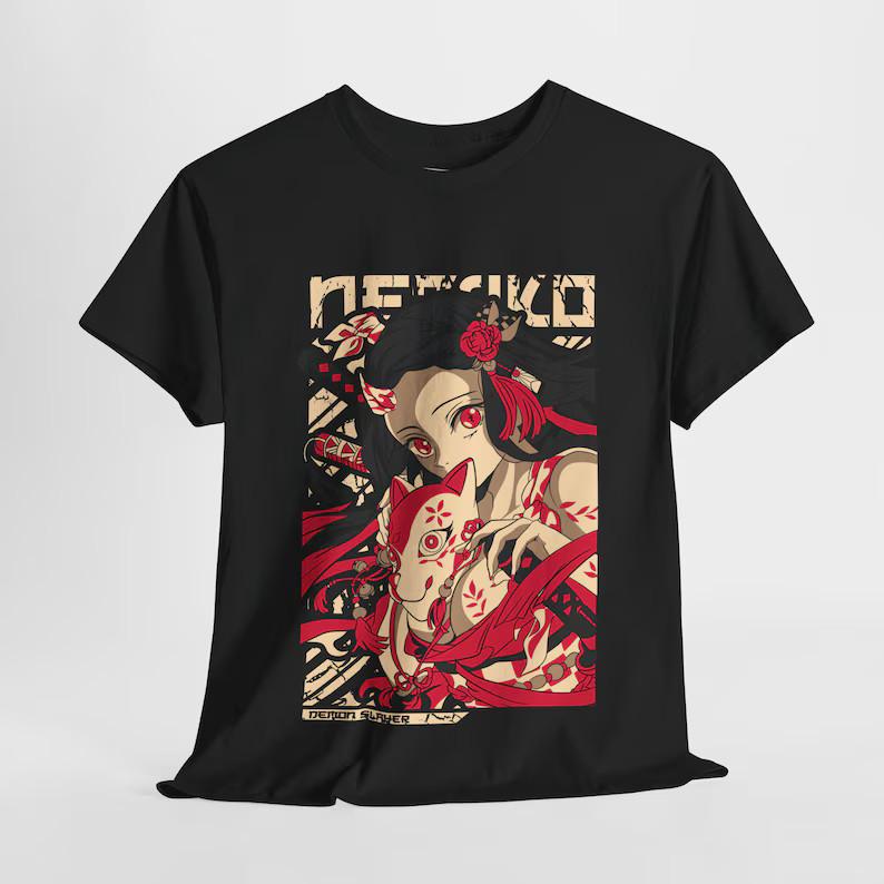 Anime Demon Slayer Nezuko Demon Girl Black T-Shirt