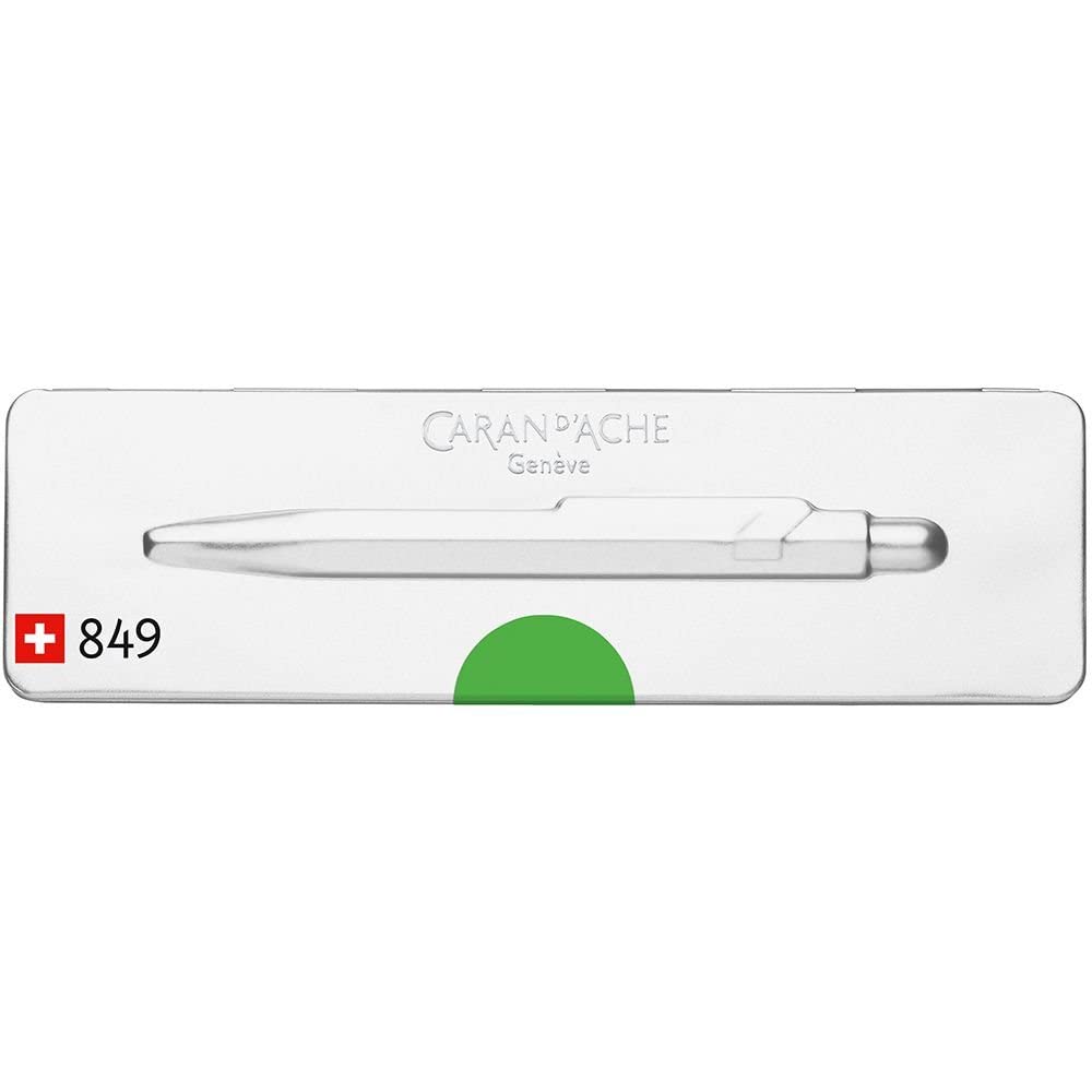 Ручка шариковая Caran 849 Pop Line Флуоресцентная Официально импортированная ручка d'Ache, на масляной основе, NF0849-730, Зеленая,