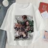 Футболка с принтом Demon Slayer Женская Харадзюку Эстетика Белые Топы Футболка Футболка Япония Аниме Ульцзанг Женская Футболка Летняя Черная Футболка