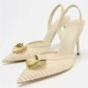 Weave Mesh Sexy Pointed Toe Pumps Women Sandals Metal Decoration Elegant Slingbacks High Heels Wedding Shoes