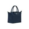 Longchamp Однотонная Складная Кожаная Сумка-тоут на Кнопке Маленькие Женские Сумки Синий L1621919P68