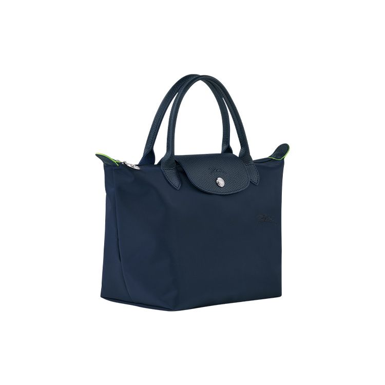 Longchamp Однотонная Складная Кожаная Сумка-тоут на Кнопке Маленькие Женские Сумки Синий L1621919P68