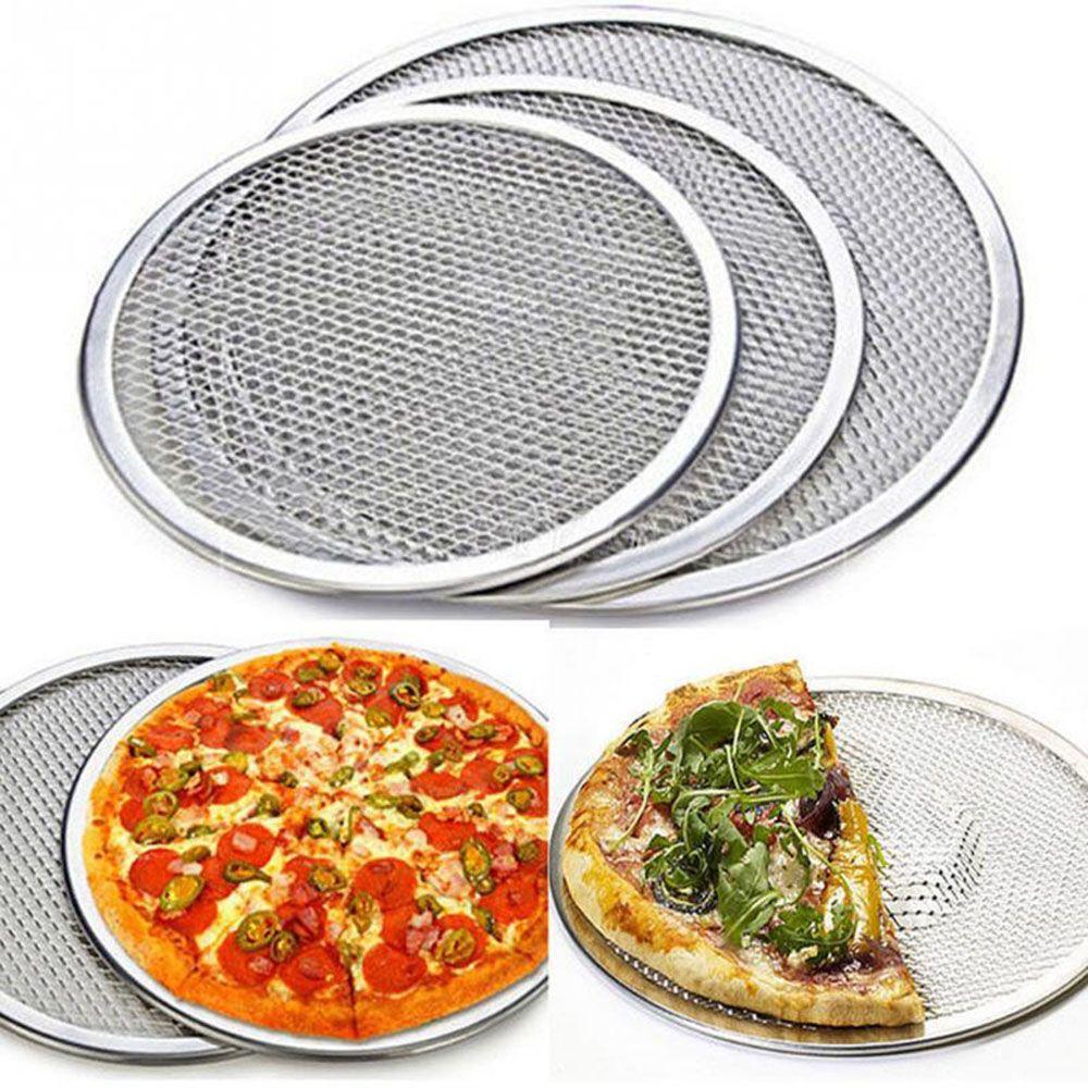 6''-12'' Home  Oven Net Kitchen Baking Tray Aluminium Mesh Plate Pan Pizza Screen