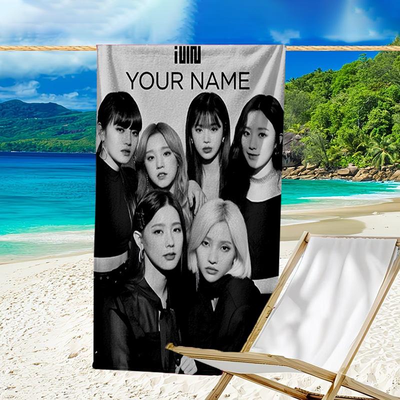 Custom Name Beach Towel Kpop idle Group Dynasty Beach Towel, Soft Microfiber, Gift for Her/Him, Birthday, for Pool, Beach, Travel, Fan gifts