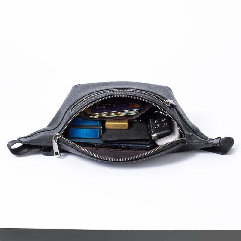Men's Chest Genuine Leather Business Everyday Bag Stylish Simple Men's Waist Pack Top Layer Leather